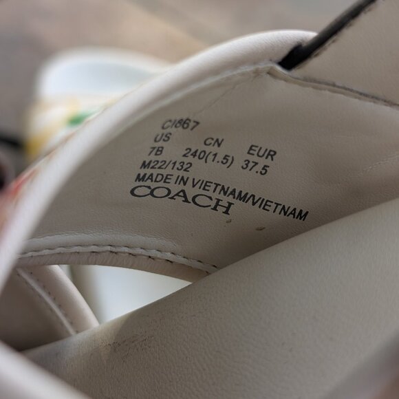 COACH Adora Rainbow Sandals Size 7 Leather White Multicolor Summer Vacation - Picture 6 of 6